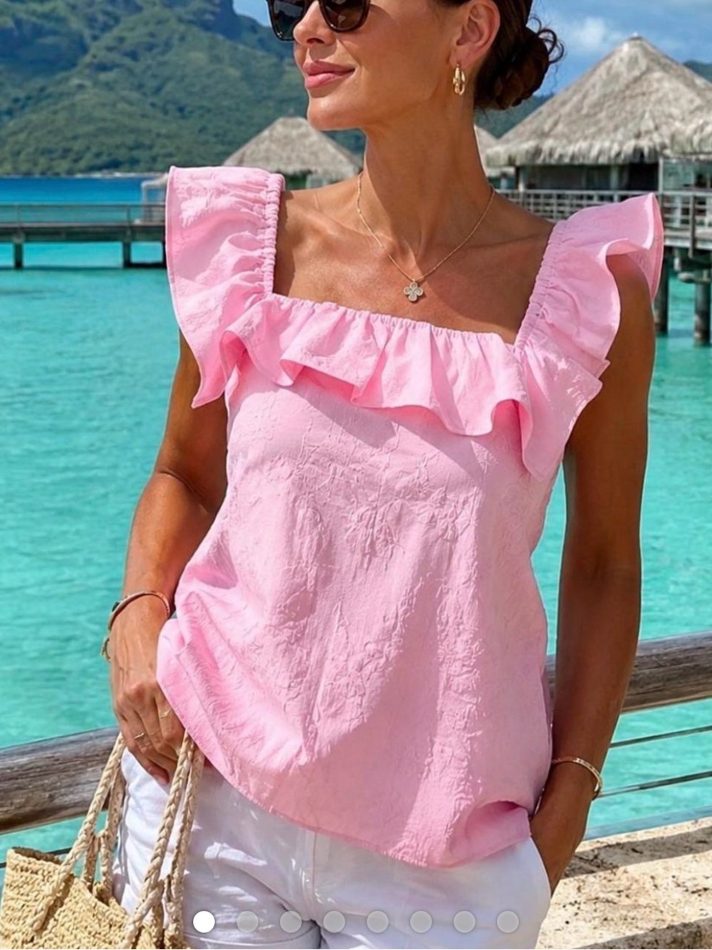 Lilly Pulitzer Pink Ruffled Square-Neck Camisole